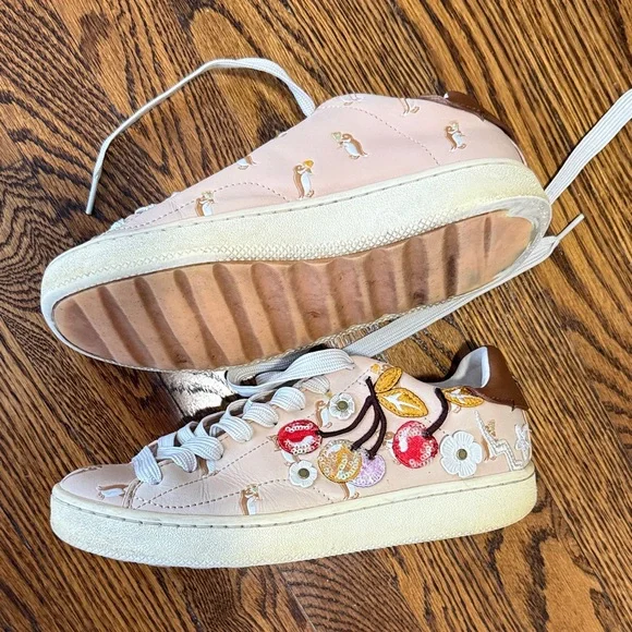 Coach light pink Sneakers with cherry and floral details - Picture 3 of 6
